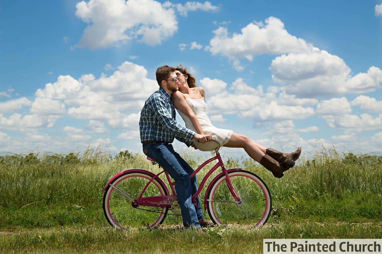 couple, romance, bike